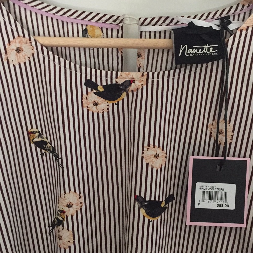 BIRD/FLWR STRIPE BLOUSE - Picture 4 of 4